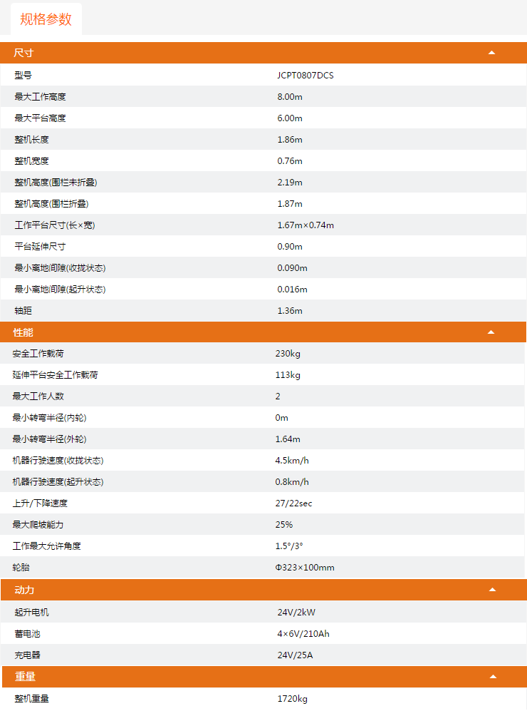 五指山升降平臺JCPT0807DCS規(guī)格參數(shù)